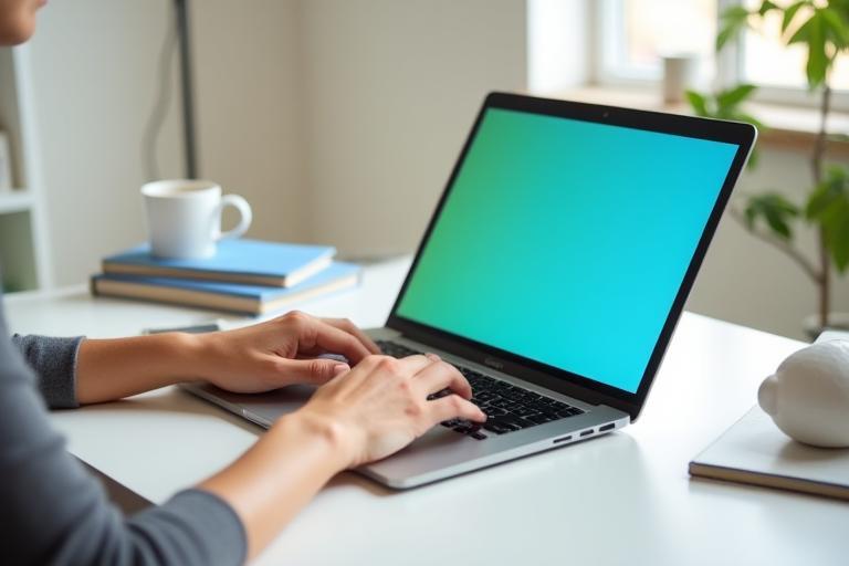 Person shopping for books online on a laptop.