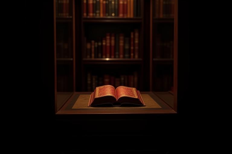 Glass cabinet displaying rare first editions.